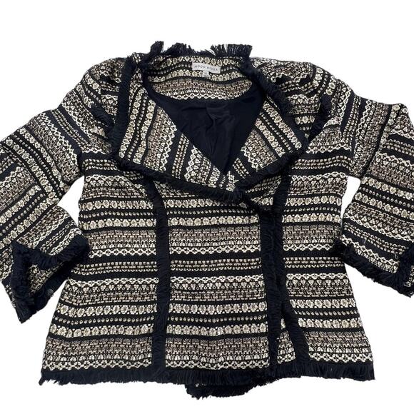 Moon River Jacket Womens XS Gold Black Braelyn Metallic Fringe Tweed Boho Indie - Picture 2 of 11